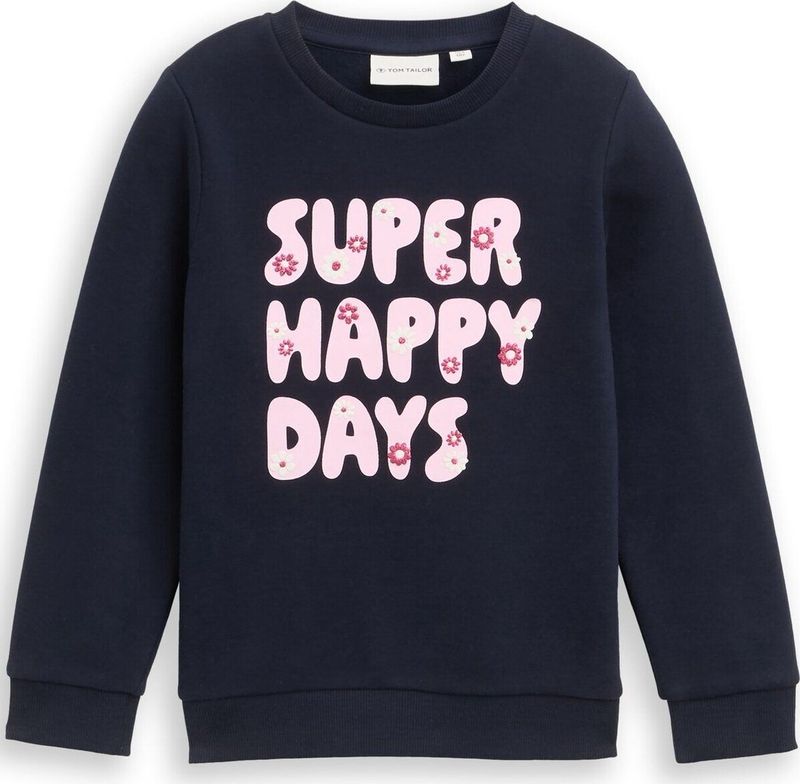 Tom Tailor - Sweater - Sky captain - Met Frontprint - Voor Meisjes