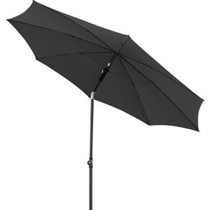 Parasol Rethink 200 cm in donkergrijs - ronde parasol voor balkon en terras - duurzame parasol - balkonparasol met handopener - met hoes - kantelbare tuinparasol