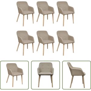 The Living Store Eetkamerstoelen - Set van 6 - Beige - 52x57x76.5cm - Ergonomisch