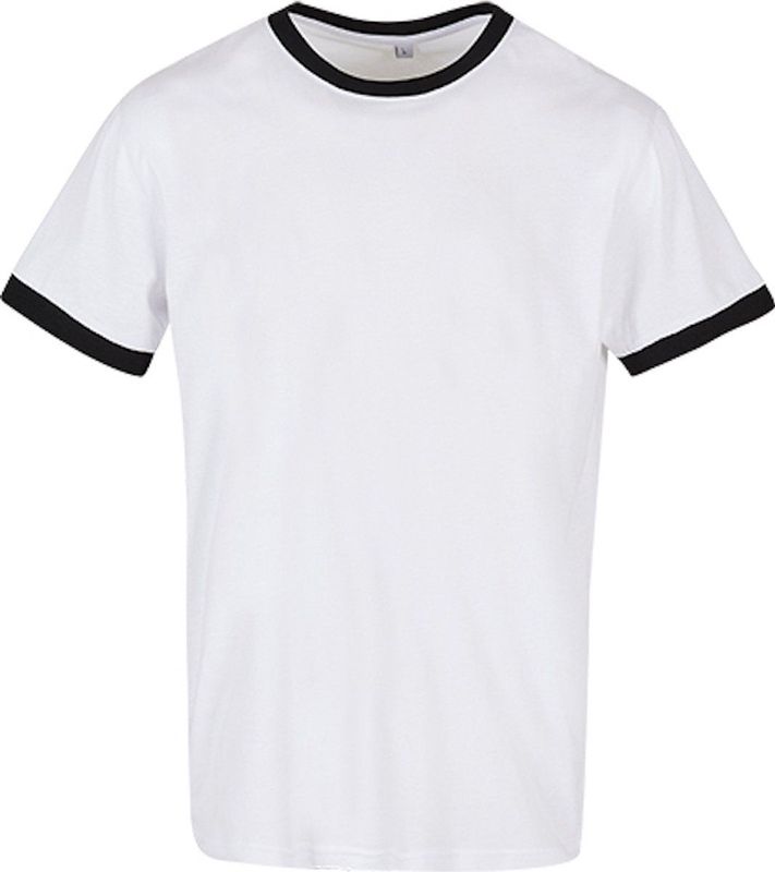 Build your Brand Men´s Ringer Tee BYBB022 - White/Black - XS