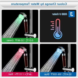 Titel: Handdouche met kleurverandering en temperatuurregeling - 3 kleuren - Chroom