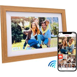 UMBRION Digitale Fotolijst - Hout - Frameo - 10.1 inch - 32 GB - Digitale Fotolijst met Wifi - Digitaal Fotolijstje - Frameo Digitale Fotolijst - Digitale Fotokader - Digitale Fotolijsten