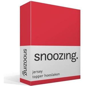 Snoozing Jersey - Topper Hoeslaken - 100% gebreide katoen - 80/90x200 cm - Rood