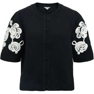 Object - Objjane 2/4 RE Knit Cardigan - Gebreid Vest - Zwart - Dames