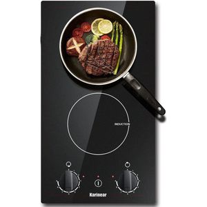 Inductie kookplaat - Induction Hob - Induction Cook Top - Inductie Fornuis - Elektrische Brander - Inbouw Inductiekookplaat - met 2 Branders - 30 cm - Inductiekookplaat met Stekker en Knopbediening - Zwart