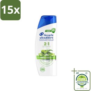 15 x Head & Shoulders - 2in1 Sensitive - Anti-Roos Shampoo & Conditioner - Aloë Vera - 270ml - Grootverpakking - Haarverzorging - Shampoo - Conditioner - Gevoelige Hoofdhuid - Roos