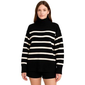 Oversized Gebreide Trui Dames - Zwart Wit Gestreept - Coltrui