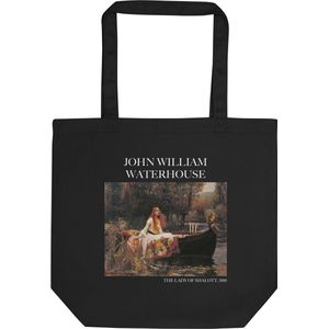 John William Waterhouse 'De dame van Shalott' (""The Lady of Shalott"") Beroemde Schilderij Tote Bag | 100% Katoenen Tas | Kunst Tote Bag | Zwart