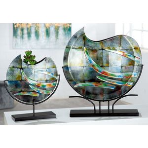 Glazen vaas dominantee groot - 45x10x52 cm - glas - decoratie vaas