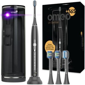 OMEO +365 UV Sanitizer Zwart - Elektrische Tandenborstel Sonisch - 41 000 trillingen - UV desinfectie etui - 60 dagen batterij