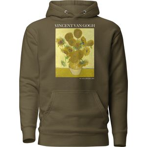 Vincent van Gogh 'Zonnebloemen' (""Sunflowers"") Beroemd Schilderij Hoodie | Unisex Premium Kunst Hoodie | Military Green | M
