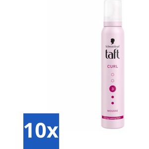 10 x Taft - Haarmousse - Curl 3 - Gedefinieerde krullen - 200 ml - Krullen - Golvend Haar - Haarmousse - Hold 3/15 - Veerkrachtige Krullen