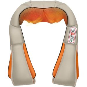 Massage-apparaten voor nek en rug, met verwarming, nekmassage, tweezijdige rotatie en intensiteitsaanpassing voor pijnverlichting van schouders, rug, taille, dijen, kuiten en voeten, beige