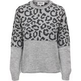 Only - ONLJADE ANIMAL LS O-NECK NOOS KNT - Gebreide Trui - Light Grey Melange