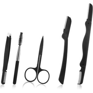 Zeynomax - Wenkbrauwkit met Roestvrij Staal voor Wenkbrauwverzorging en Styling - 5-delige Set met Wenkbrauwkam, Pincet, Schaar, Brow Scheermes en Borstel - Inclusief Valse Wimpers en Neushaarverwijderaar