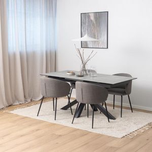 Giga Living Eetkamerstoel Skive - Stof - Lichtgrijs - Zithoogte 48cm - Set van 2