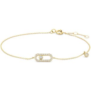 9NBG-0966 – New Bling - 14K geelgouden armband – ovaal design – met zirkonia - 18cm