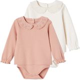Vertbaudet - Set van 2 T-shirt Rompertjes - Biokatoen - Lange Mouwen