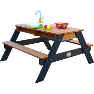 AXI Emily Zand & Water Picknicktafel met Speelkeuken wastafel Antraciet/bruin - Incl. 17-delige accessoire-set