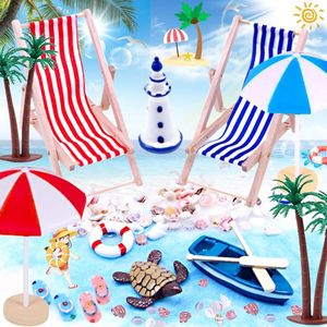 VD WEIDE ENTERPRISE - Strand-Microlandschap Miniatuur Decoratie - Strandstoel en Palmboom - DIY Mini Parasol - 15 Stuks - Voor DIY Tuin en Zandbak - Zwembad Cadeau .