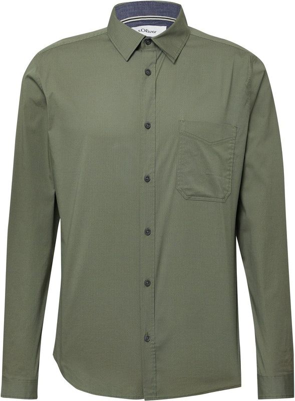 s.Oliver - Hemd - Slim-fit - Katoenen Poplin - All-over Patroon