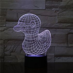 3D Led Lamp Met Gravering - RGB 7 Kleuren - Badeendje