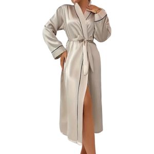 Bovista Satijnen Badjas Dames - Kimono - Kamerjas - Satijn - Ochtendjas - Pyjama - Goud - Maat XXL