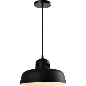 QUVIO Hanglamp industrieel - Lampen - Plafondlamp - Leeslamp - Verlichting - Verlichting plafondlampen - Keukenverlichting - Lamp - E27 - Met 1 Lichtpunt - Voor binnen - D 30 cm - Metaal - Zwart