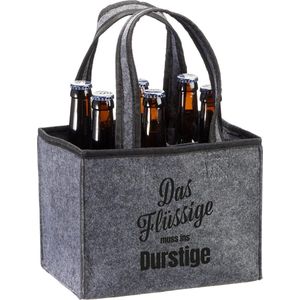 Vilten flessendrager voor heren - 6 x 0,33 of 0,5 L - de vloeistof moet in de dorst - bierflessen blikhouder handtas (zwart)