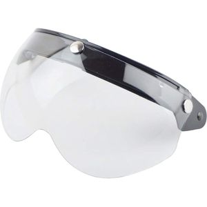 Motorhelm vizier zonneklep voor retro helm met 3 drukknopen (Transparant) - Universeel, winddicht