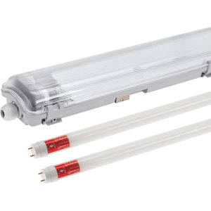 Aigostar - 60cm LED armatuur IP65 + 2 LED TL buizen 10W p/s - 3000K 830 warm wit licht - Doorkoppelbaar - Compleet
