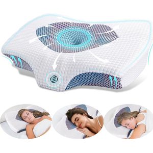 Equivera Hoofdkussen tegen Nekklachten - Hoofdkussen - Tegen Nekklachten - Ergonomisch - Zijslaper -Rugslaper