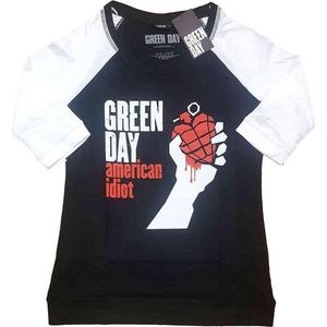 Green Day - American Idiot Raglan top - XL - Zwart/Wit