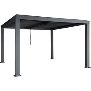 Pergola MCW-L46, tuinpaviljoen met latten, 10cm aluminium frame, stormvaste regengoot, 3x4m ~ antraciet