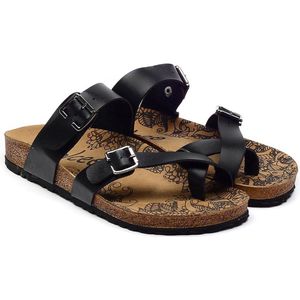 GOBY - Zwart - Slippers - Sandalen -Hoge kwaliteit - Handmade - Maat 37