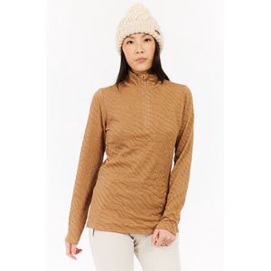 Protest Prtshirley - Skipully Dames - Lange mouwen - 1/4 rits - Tijgerprint – Teddy Brown