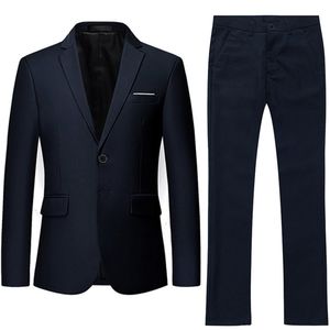 Allthemen Heren Tweeknoops Tweedelig Pak - Gekartelde Kraag - S