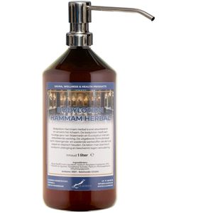 Bodylotion Hammam Herbal 1 Liter met luxe RVS zilverkleurige pomp - stijlvolle en duurzame uitstraling