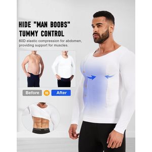 MEETYOO Corrigerend Shirt Mannen Shapewear Hemd Corrigerend Hemd Mannen - Body Buik Shapewear Shirt - Slim Waist Shaper - Mode - Body Shaper - Naadloos-Wit-M