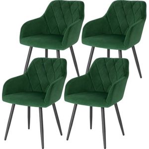 Set van 4 Velvet Stoelen - Ergonomisch & Comfortabel - Groen
