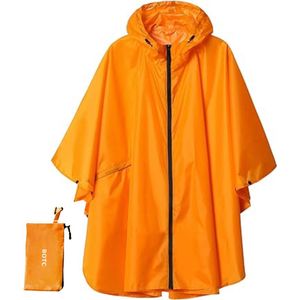 BOTC Poncho - Regenponcho Fiets Dames & Heren - Raincoat Heren - Fietsponcho Fiets - Unisex - Hood en Snap - Waterdicht - Oranje