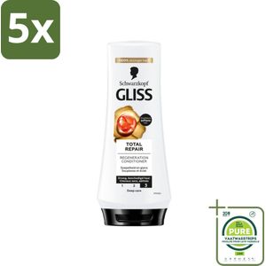 5 x Gliss - Hair Repair - Conditioner voor Totaal Herstel - 200 ml - Grootverpakking - Haar Conditioner - Haar Herstel - Droog Haar - Beschadigd Haar - Keratine Conditioner