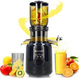 Slowjuicer XL 1000ml - Stille Sapcentrifuge - Voor Groenten en Fruit - 104mm Vulopening XXL - Fruitpers - Sapmachine - Citruspers Electrisch - Zwart - Silvergear