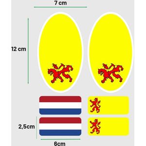 Zuid-Hollandse vlag stickers auto – Set met 6 autostickers