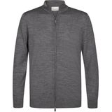 Profuomo heren trui wol, slim fit vest met rits, grijs