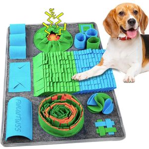 Snuffeltapijt voor honden, intelligent speelgoed voor honden, snuffeltapijt met 10 trainingselementen en 3 mobiele niveaus, wasbare snuffelmat voor honden, interactief hondenspeelgoed