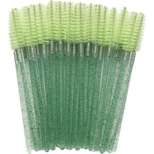 Wegwerp Wimper en Wenkbrauw Borsteltjes - Mascara Borsteltjes - 10 stuks - Groen glitter
