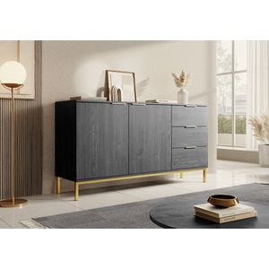 Meubella - Dressoir Ponchi - Zwart Eiken - 150 cm