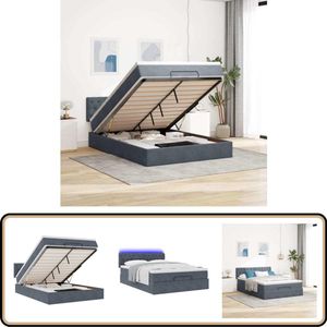 vidaXL Ottoman bed met matras en LED's 140x200cm fluweel donkergrijs