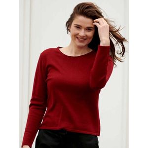 Merino Wol Trui Dames - Longsleeve Merino Wol Bio - Kokon Zwo - Bordeauxrood - Maat M